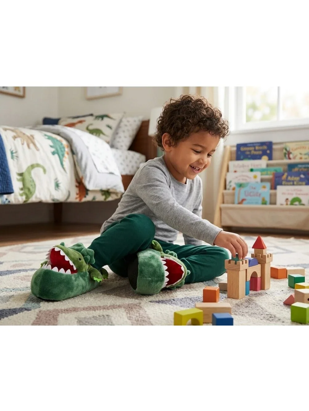 NEW Cat & Jack Dinosaur Ankle Bite Slippers